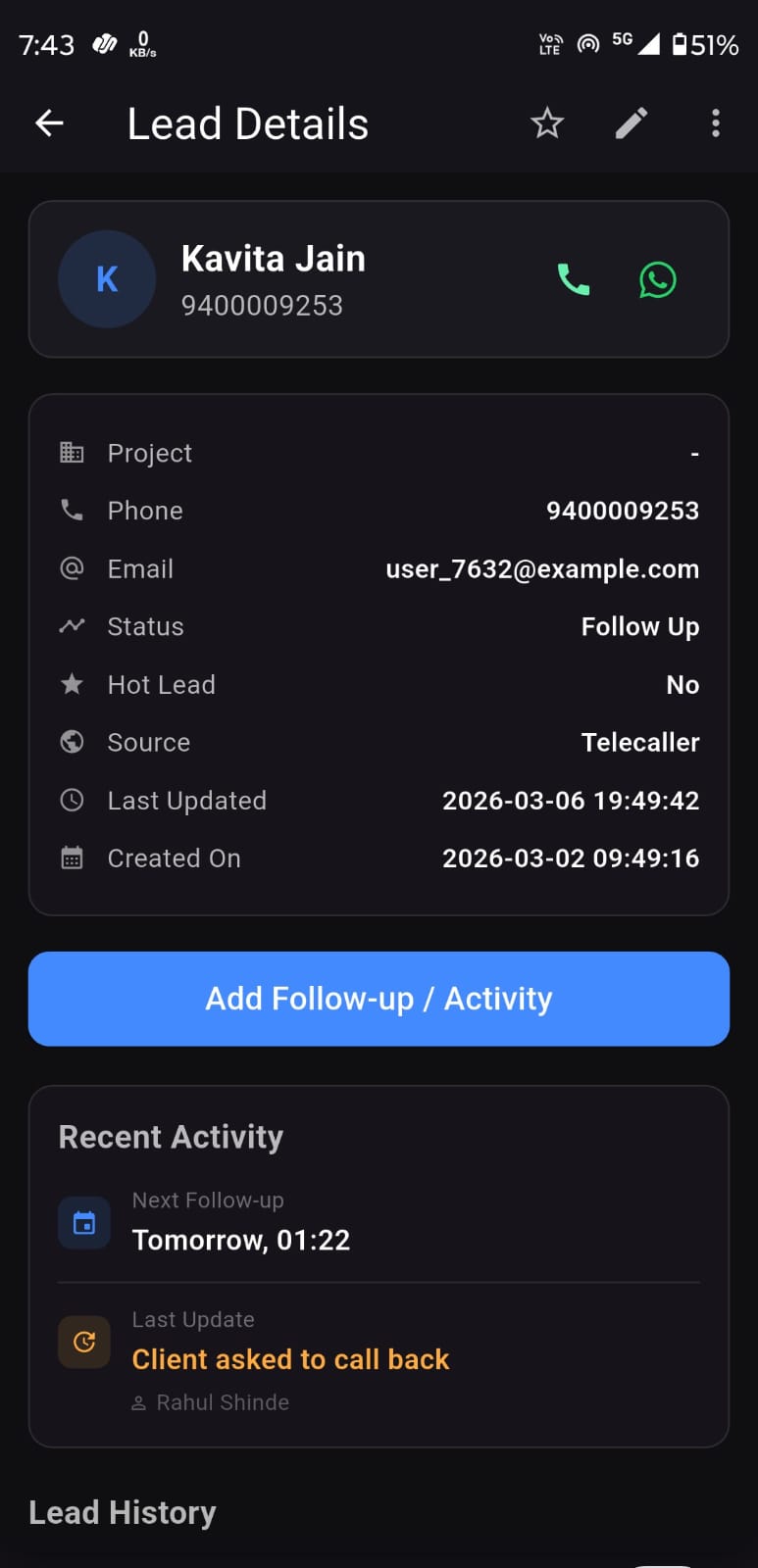 CAPCUN CRM Lead Details